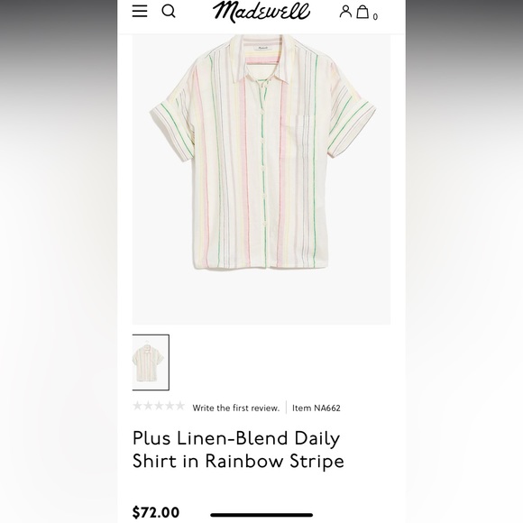 EUC Madewell Linen-blend Rainbow Stripe - Picture 2 of 6